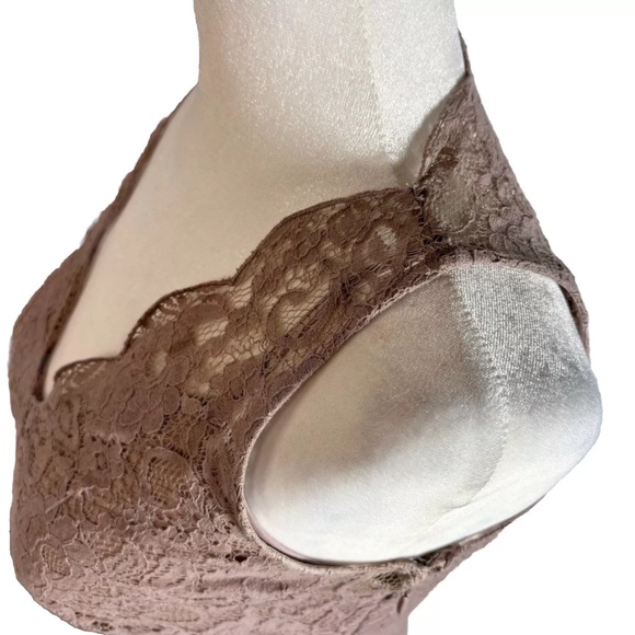 BCBGMAXAZRIA Lace Sheath Dress Sz 2 Taupe Nude Elegant Cocktail sexy - Picture 11 of 12